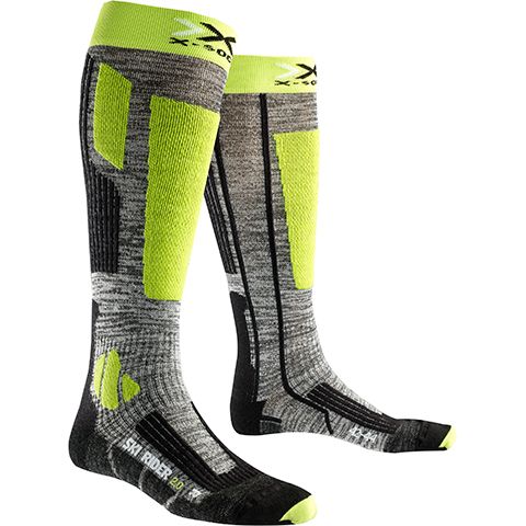 X100092G730 39/41 - Шкарпетки лижні SKI RIDER 2.0 G730 Grey Melange/Green Lime