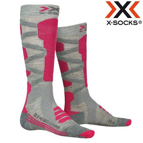 XS-SSKMW19W-G144-37/38 - Шкарпетки лижні SKI SILK MERINO 4.0 WMN grey melange/pink